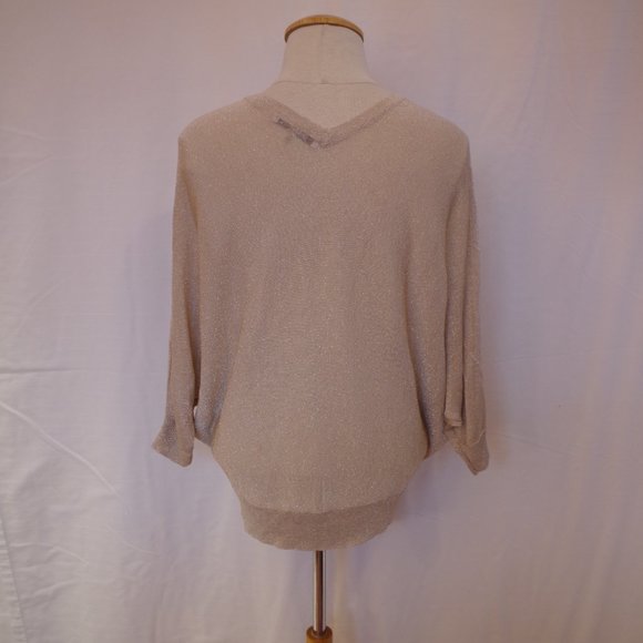 DKNY C Fine Knit Dolman Sleeve Metallic Champagne Sweater- Sz. XS - Picture 5 of 6